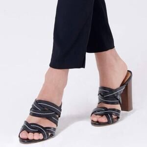 Veronica Beard Black Leather Sandals